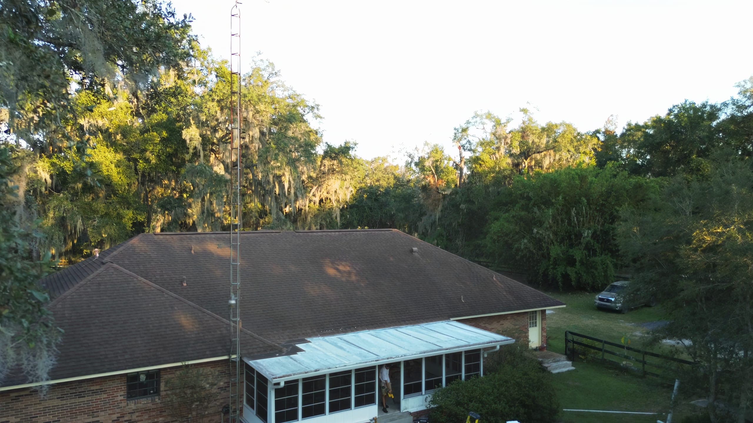 Aerial view of a Jacksonville home with an enclosed porch